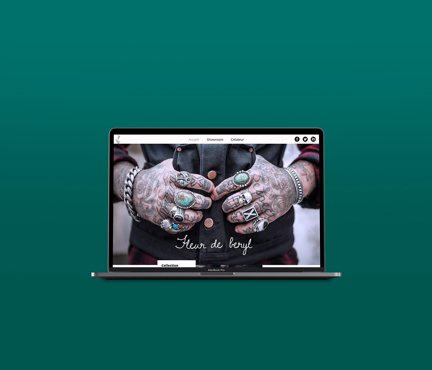 Fleur de Beryl. Page d’accueil du site sur ordinateur.