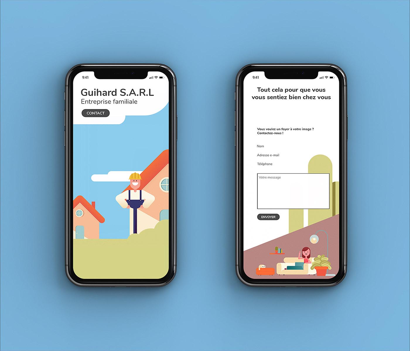 Guihard SARL. Présentation du site sur smartphone.
